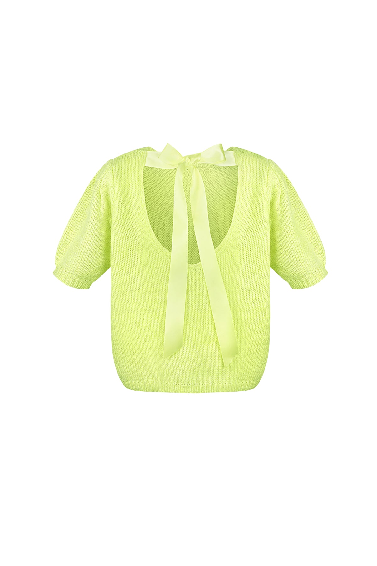 Top da Donna a Manica Corta in Nylon Maglia con Dettaglio Fiocco sul Retro