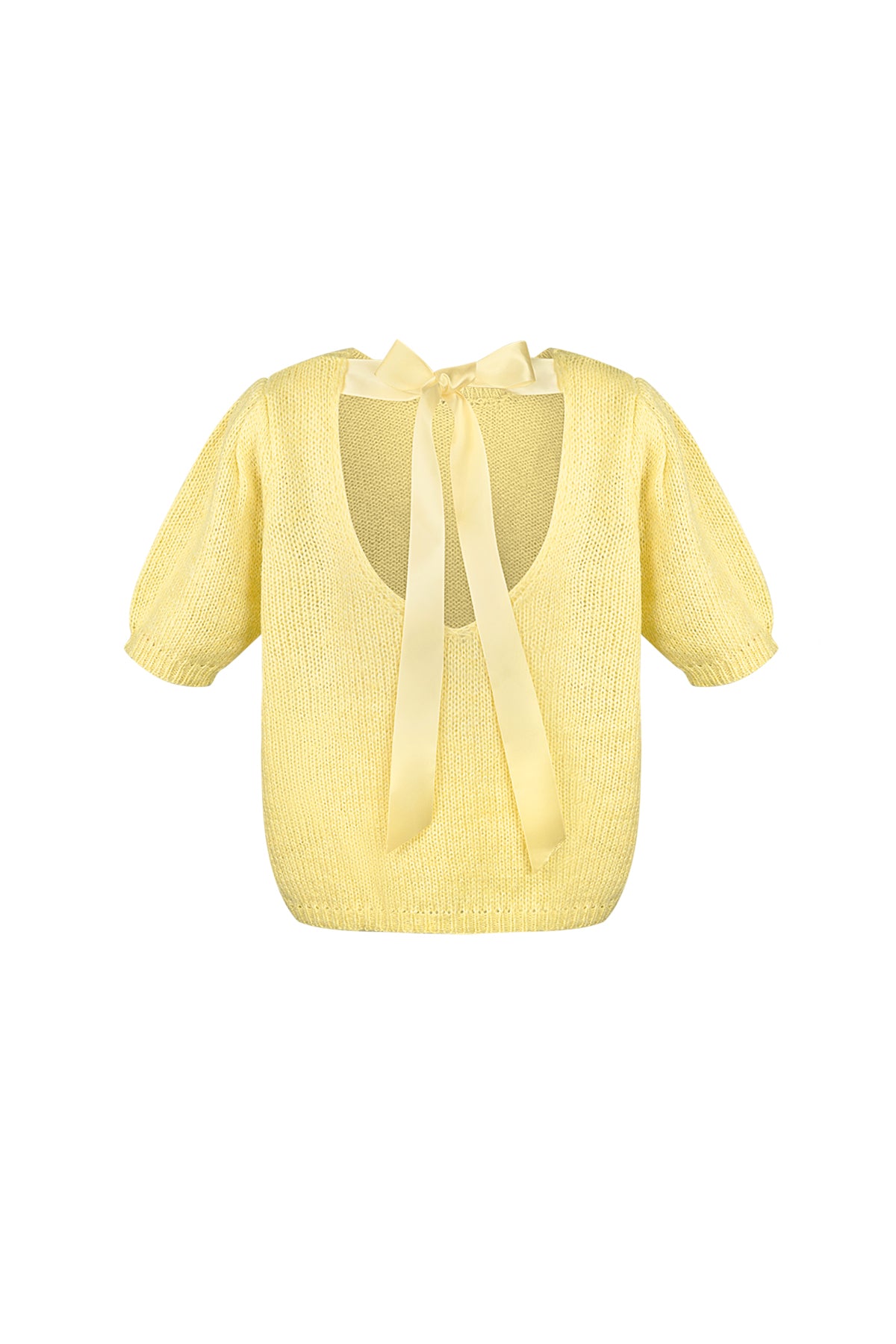 Top da Donna a Manica Corta in Nylon Maglia con Dettaglio Fiocco sul Retro