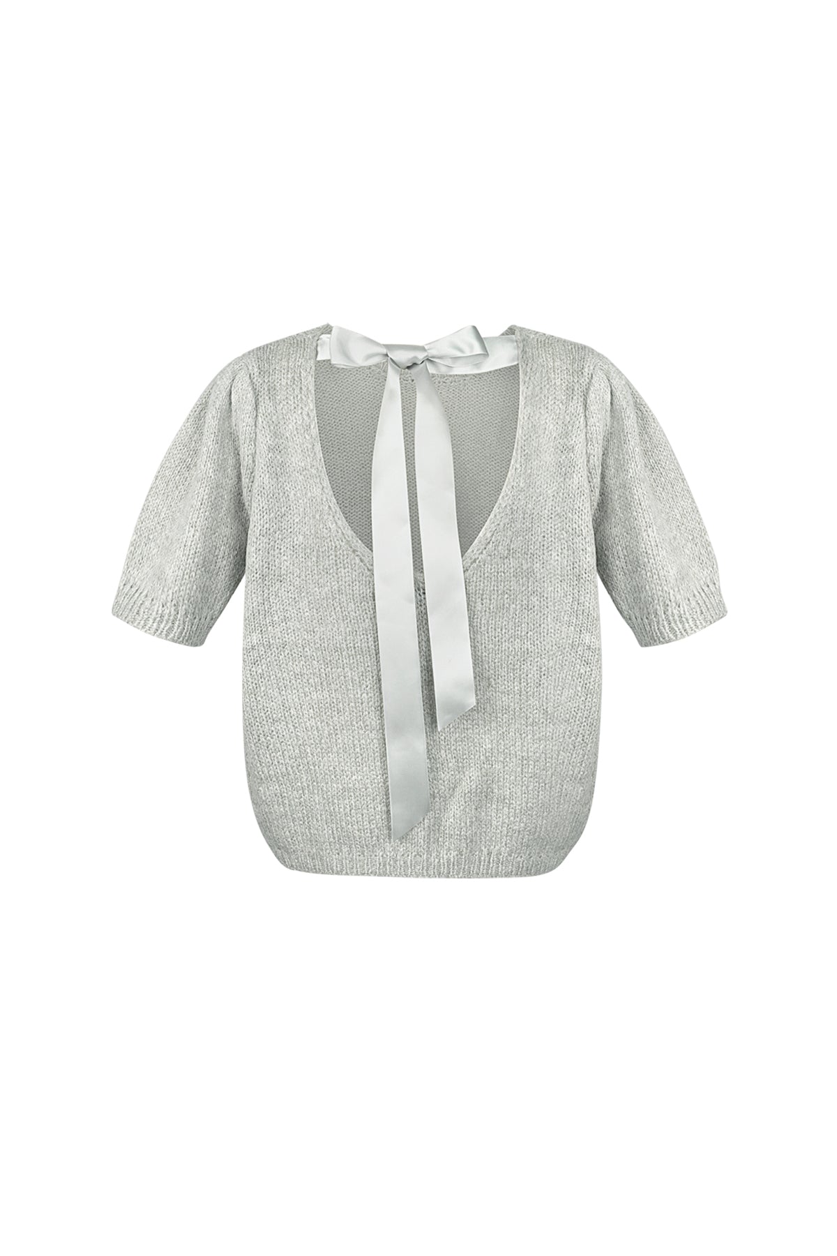 Top da Donna a Manica Corta in Nylon Maglia con Dettaglio Fiocco sul Retro