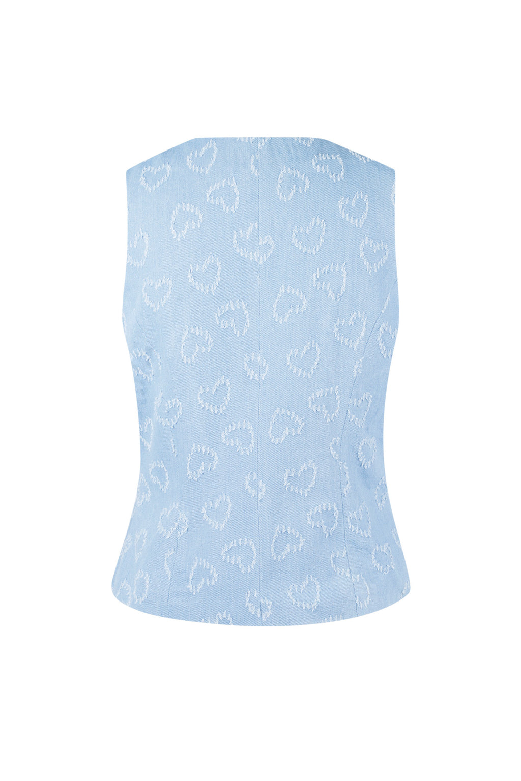 Cotone Top Senza Maniche Donna Motivo Cuore Chiusura con Pulsanti