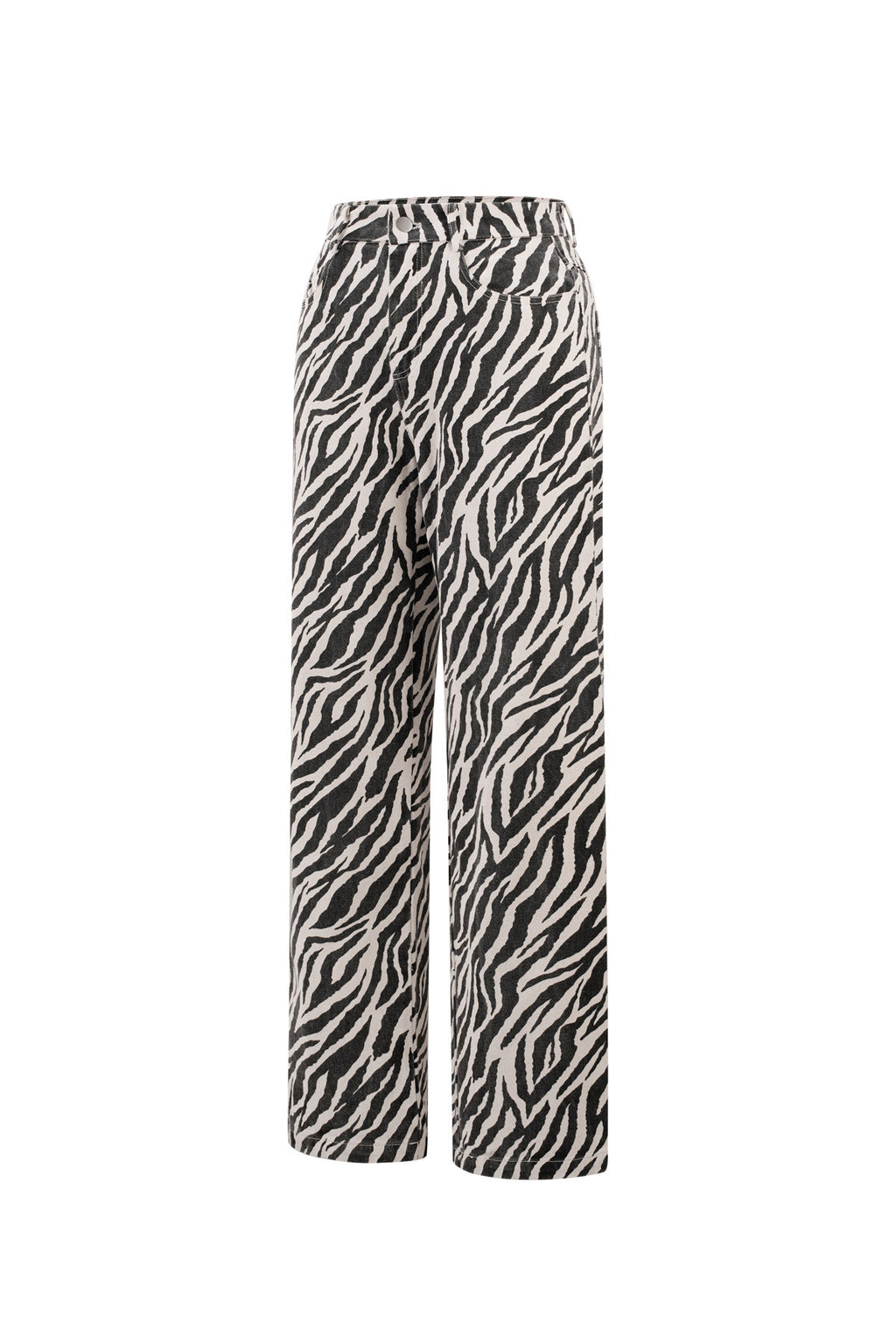 Tessuto Cotone Donna Pantaloni Dritti Casual Righe di Zebra