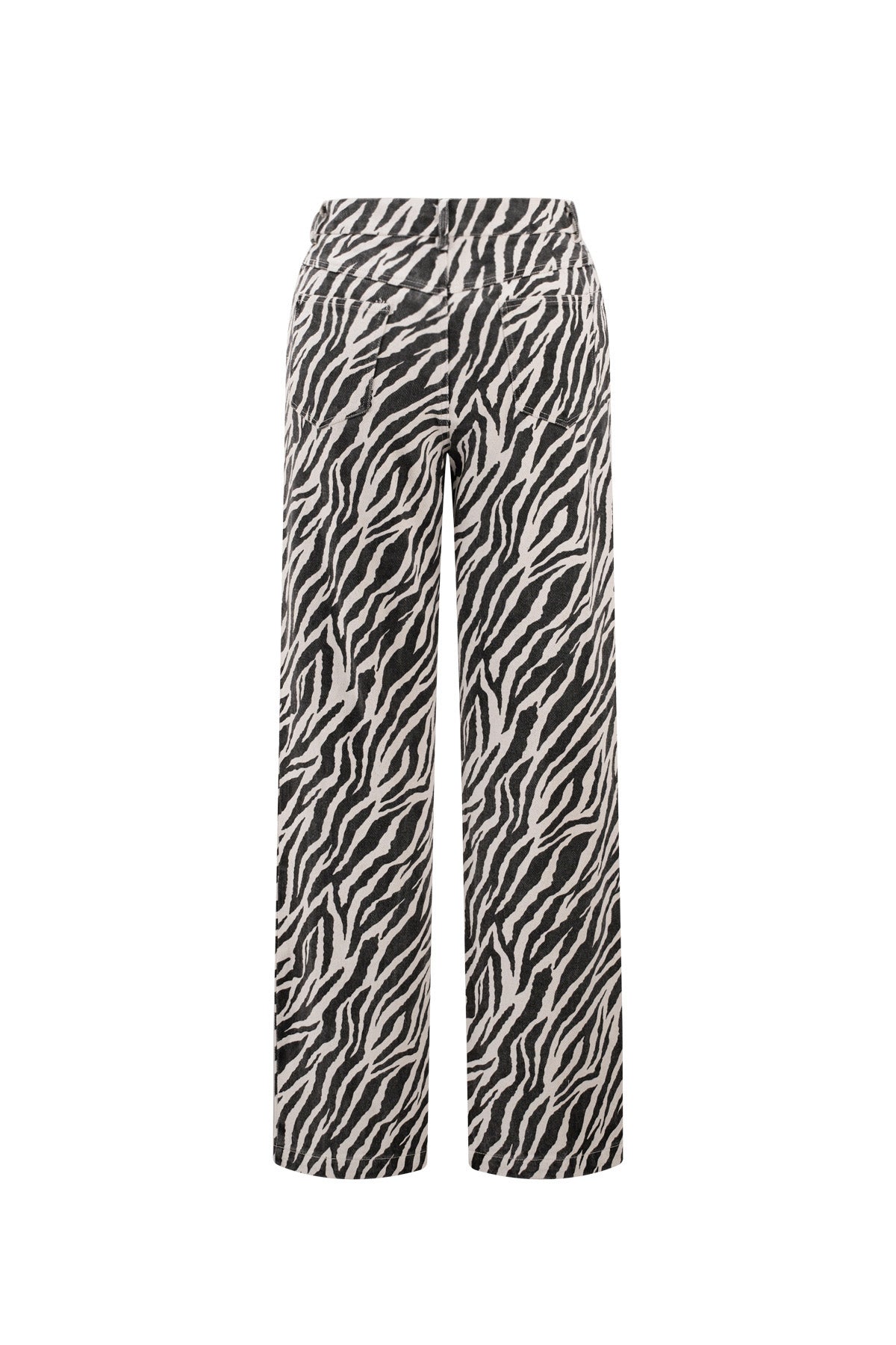 Tessuto Cotone Donna Pantaloni Dritti Casual Righe di Zebra