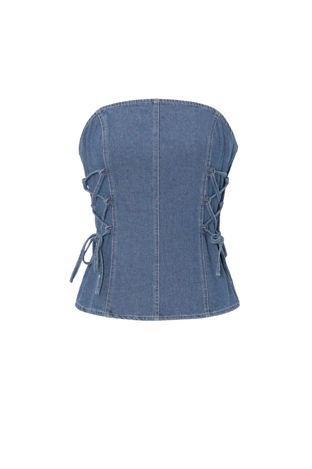Tessuto Jeans Top Senza Spalline Donna Elegante Colore Puro Primavera/Estate