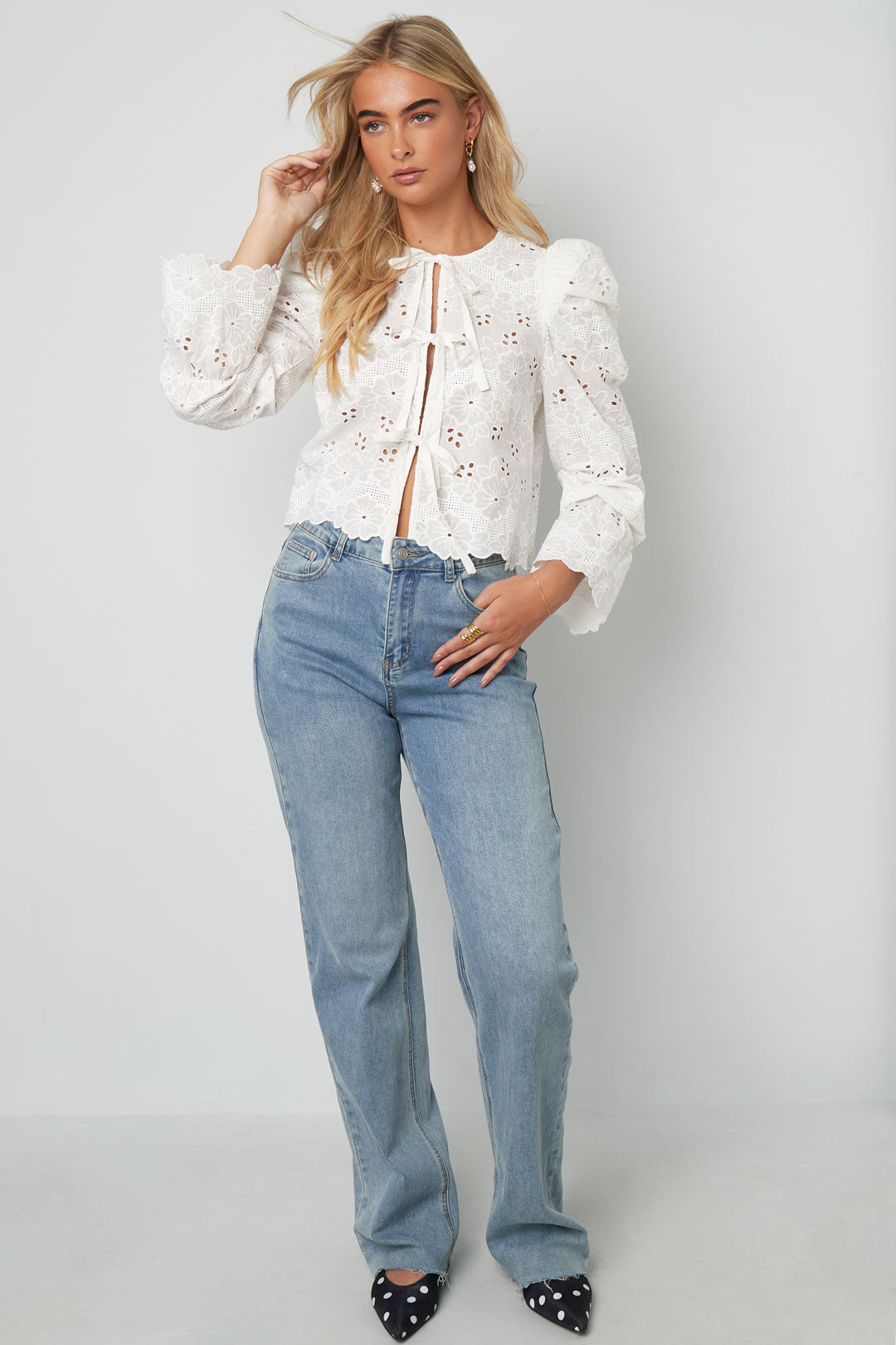 Cotone Tessuto Donna Maglia Lunga Manica Casual Cutout